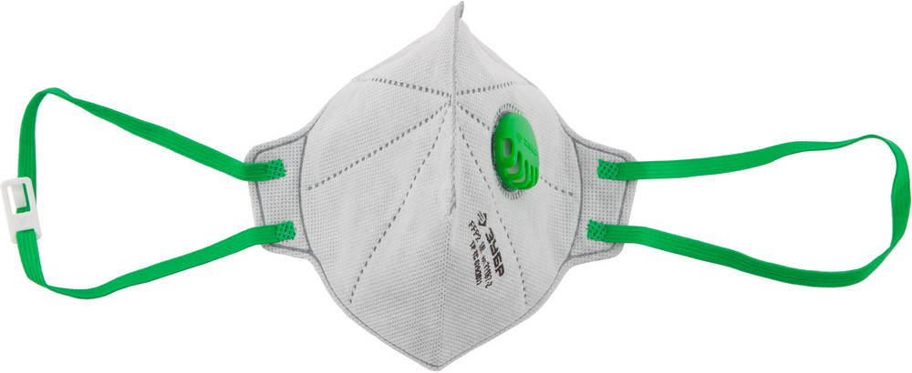 Полумаска фильтрующая ЗУБР "МАСТЕР" плоская, с клапаном, многослойная, угольный фильтр, класс защиты FFP2