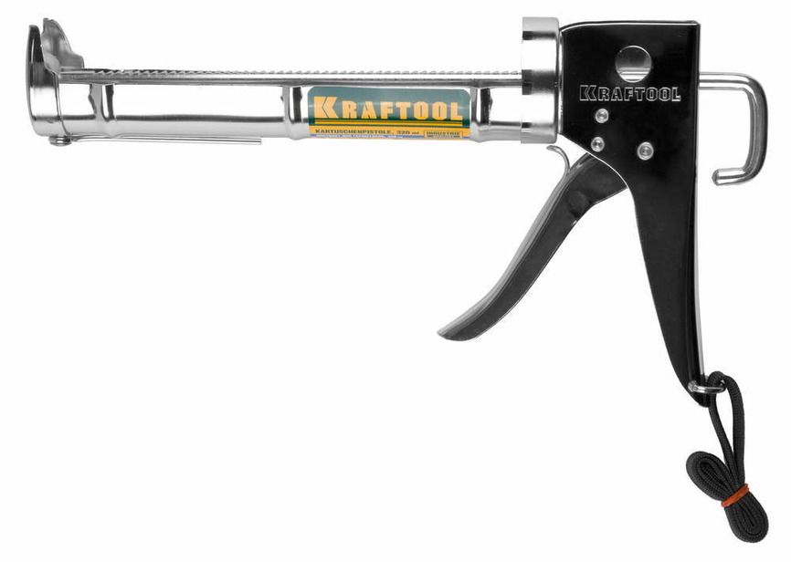 Пистолет для герметика, полукорпусной, хромированный, 320мл KRAFTOOL "INDUSTRIAL"