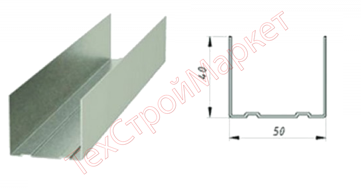 Профиль направляющий 50*40  А (0,45мм)