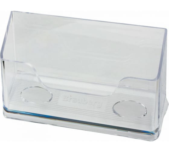 Подставка для визиток настольная BRAUBERG "CONTRACT", на 50 визиток, 100х40х65 мм, прозрачная, 232287
