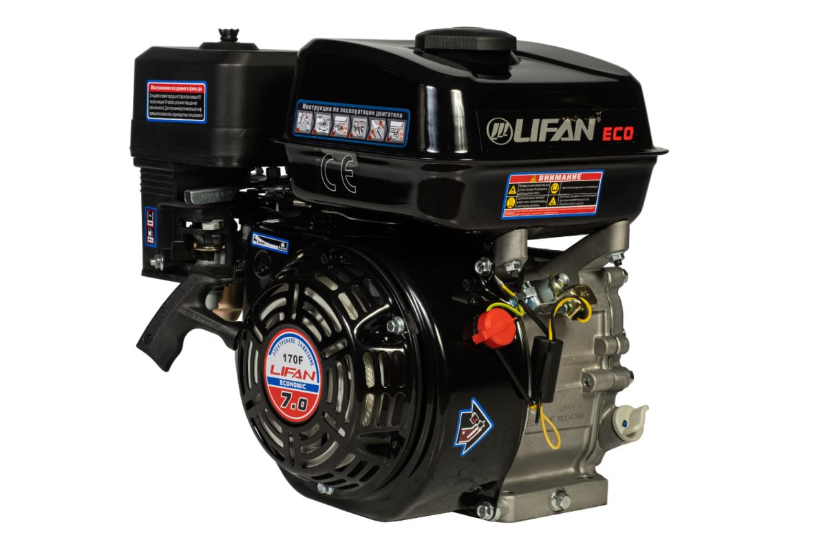 Двигатель Lifan 170F ЕСО (7л.с., вал 19мм, длина вала 65мм)																									