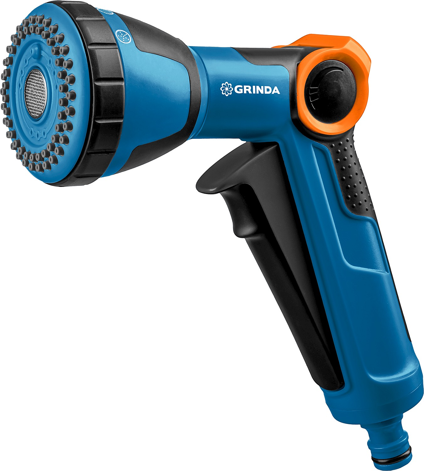 Пистолет поливочный двухкомпонентный с регулятором напора душевой, 4 режима, курок спереди GRINDA PROLine X-S,