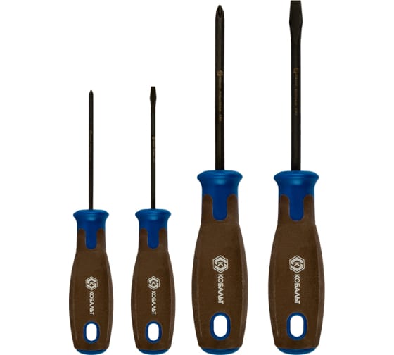 Набор отверток КОБАЛЬТ POLYWOOD, CR-V, древесно-полимерная рукоятки