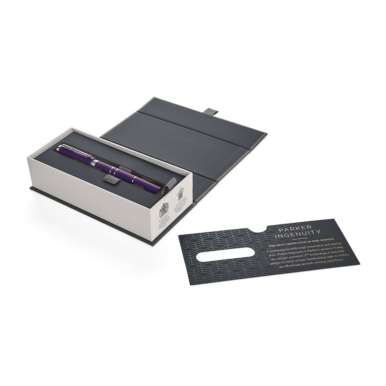 Ручка "Пятый пишущий узел" PARKER "Ingenuity Deluxe Blue Violet CT", корпус фиолетовый, хромированные детали, черная, 1931454