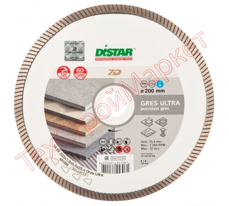Диск алмазный по керамике 200*1,6*10*25,4 Gres Ultra DISTAR																																									