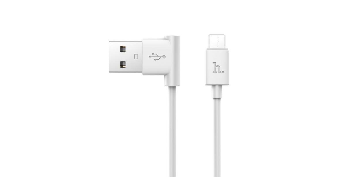 Кабель USB - microUSB HOCO UPM10 1m силиконовый угловой White