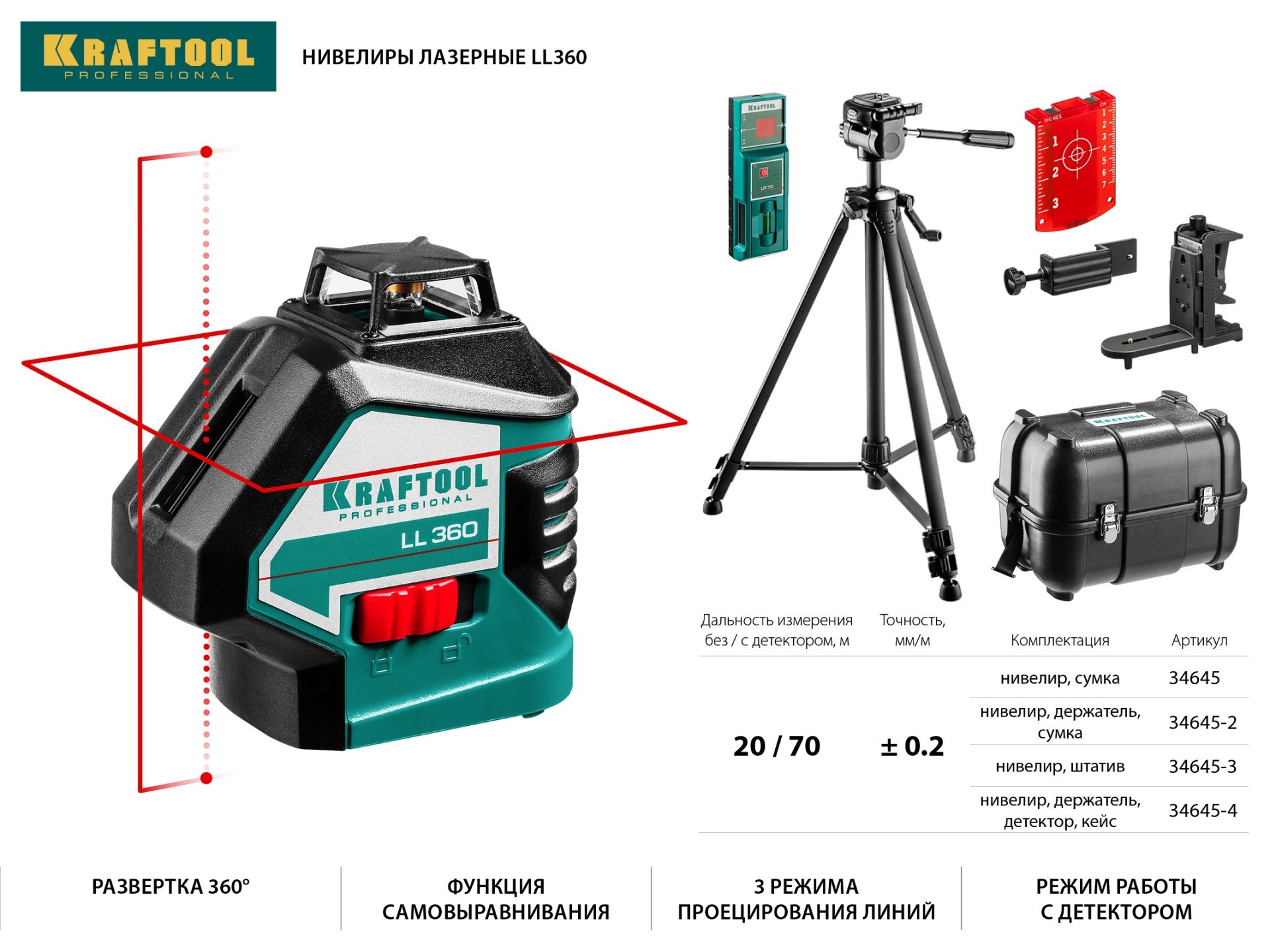 Нивелир лазерный KRAFTOOL LL360
