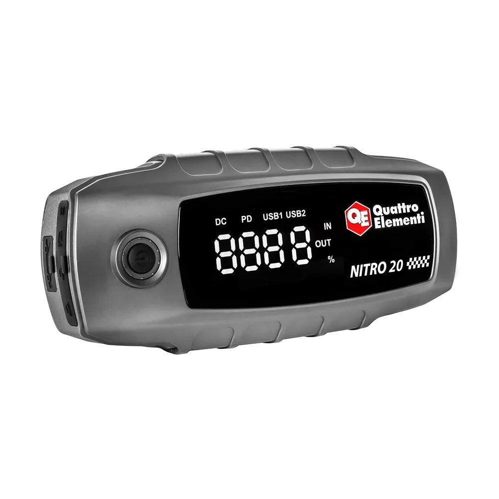 Устройство пусковое Nitro 20 (12В, 20000 мАч, 1600 А, Type-C, USB-A, дисплей, фонарь QUATTRO ELEMENTI