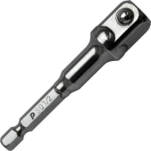 Адаптер квадрат 1/2" для головок, длина 75 мм, хвостовик шестигранник 1/4" ПРАКТИКА