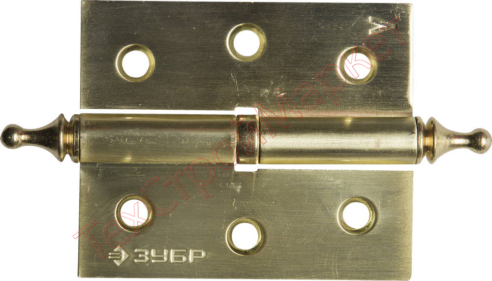 Петля дверная разъемная ЗУБР "ЭКСПЕРТ", 1 подшипник, цвет мат. латунь (SB), левая, с крепежом, 75х63х2,5мм,2шт