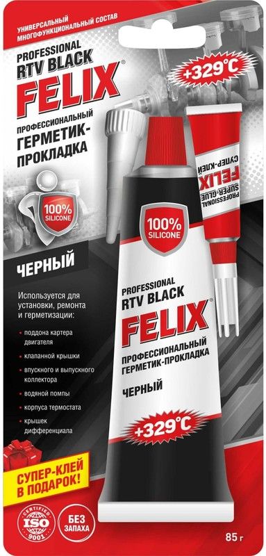 Герметик-прокладка силиконовый черный (85г) нейтр. (FELIX)