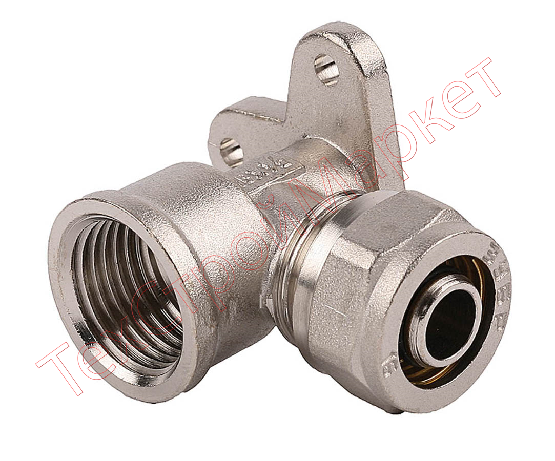 Уголок ЗУБР соединительный с креплением к полу, цанга-гайка, 1/2"х16х2,0 мм, никель