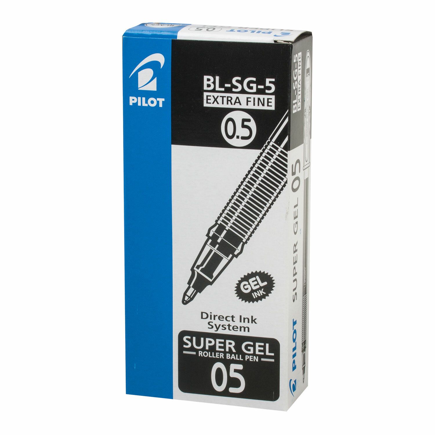 Ручка гелевая PILOT "Super Gel", ЧЕРНАЯ, корпус прозрачный, узел 0,5 мм, линия письма 0,3 мм, BL-SG-5
