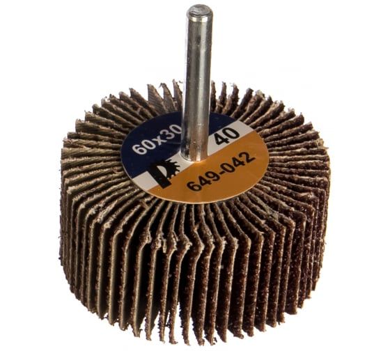 Круг лепестковый с оправкой 60х30мм, P 40, хвостовик 6 мм, серия Профи,ПРАКТИКА