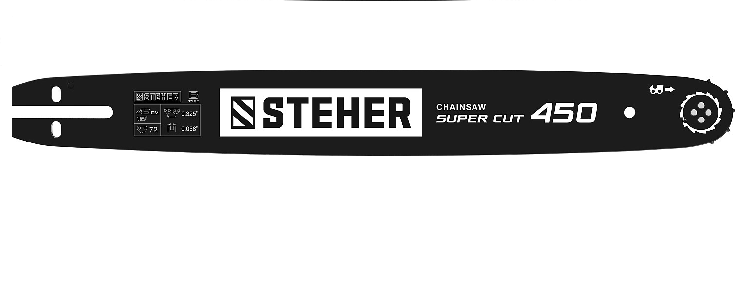 Шина для бензопил STEHER type B шаг 0.325″ паз 1.5 мм 45 см 