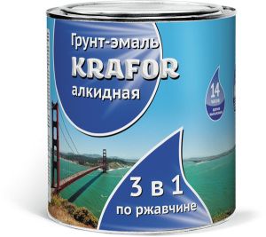 Грунт-Эмаль по ржавчине Зеленая 1кг KRAFOR