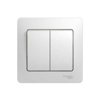 Выключатель 2-клавишный Schneider Electric GSL000152 сх.5 в сборе с рамкой белый GLOSSA