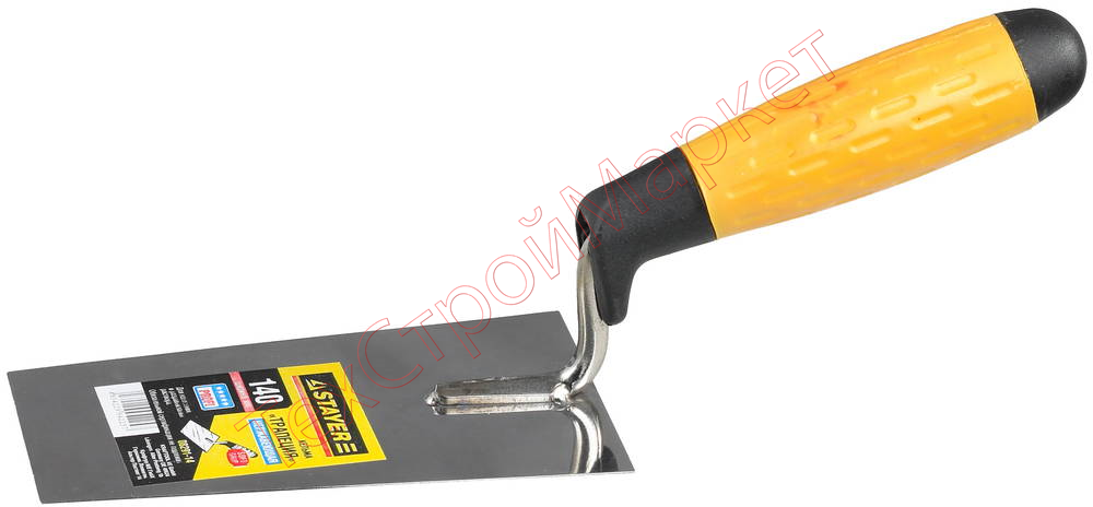 Кельма STAYER "PROFI", трапеция, нержавеющее полотно, 2-х компонентная рукоятка, 140мм