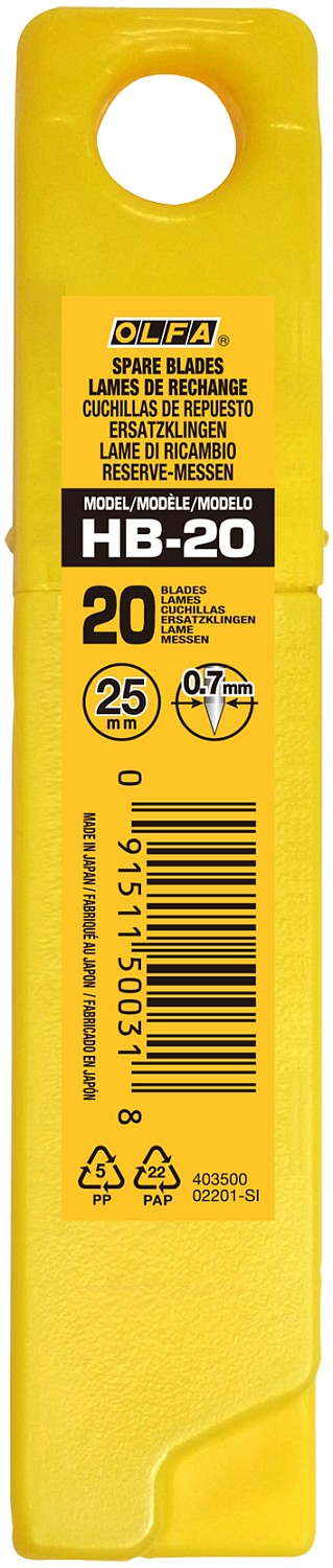 Лезвие OLFA сегментированное, 20 шт, 25 мм, в пластиковом кейсе