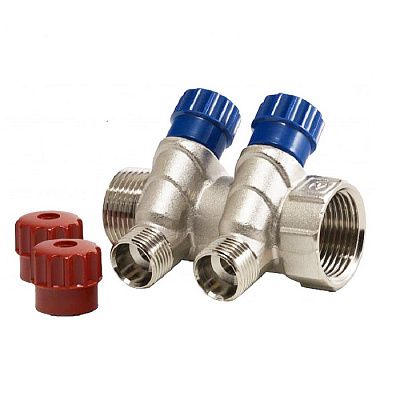 Коллектор с регул. вентилями, 3/4"х2 вых. 1/2" нар. VALFEX 