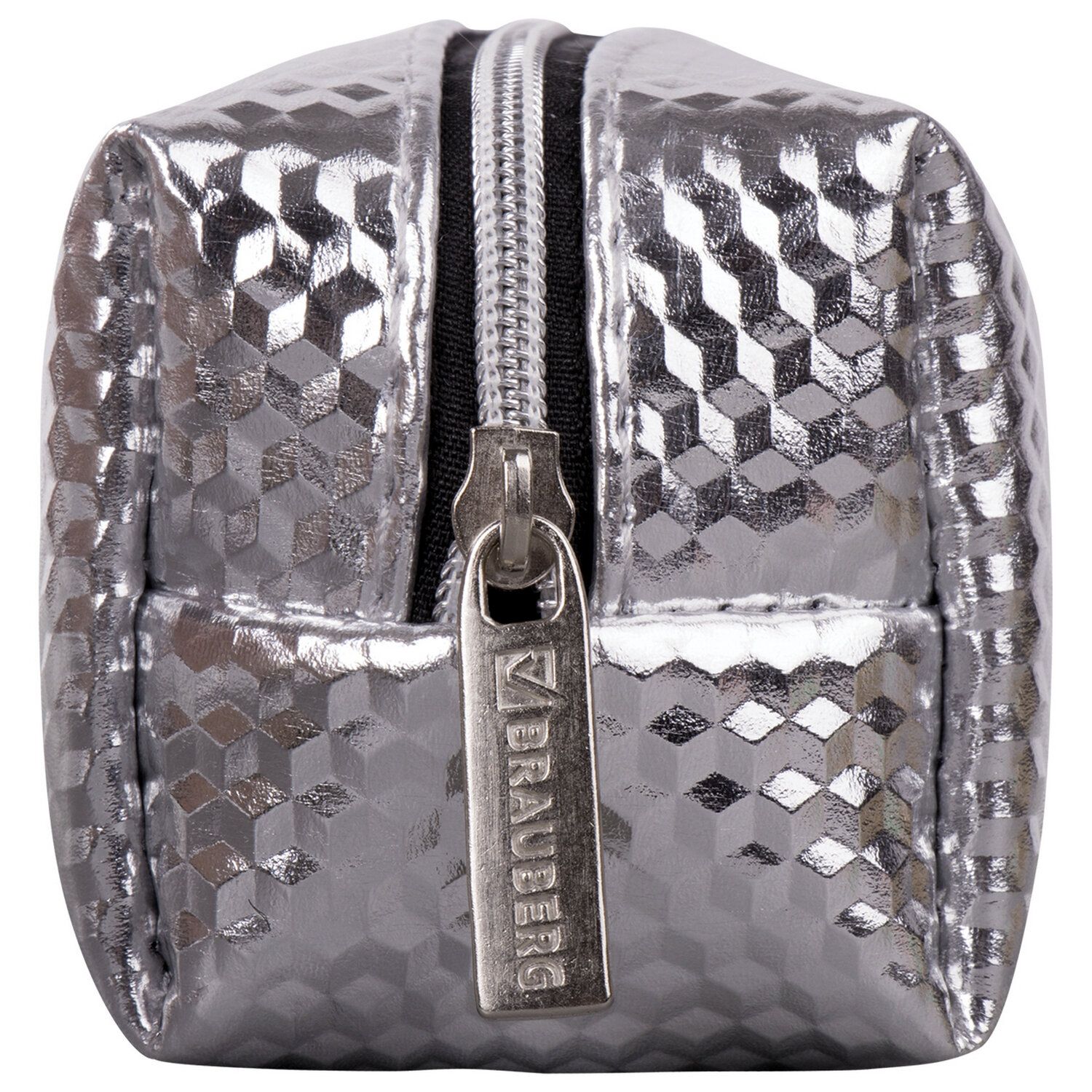 Пенал-косметичка BRAUBERG, глянцевый, мягкий, "Celebrity Silver", 21х5х6 см, 228993