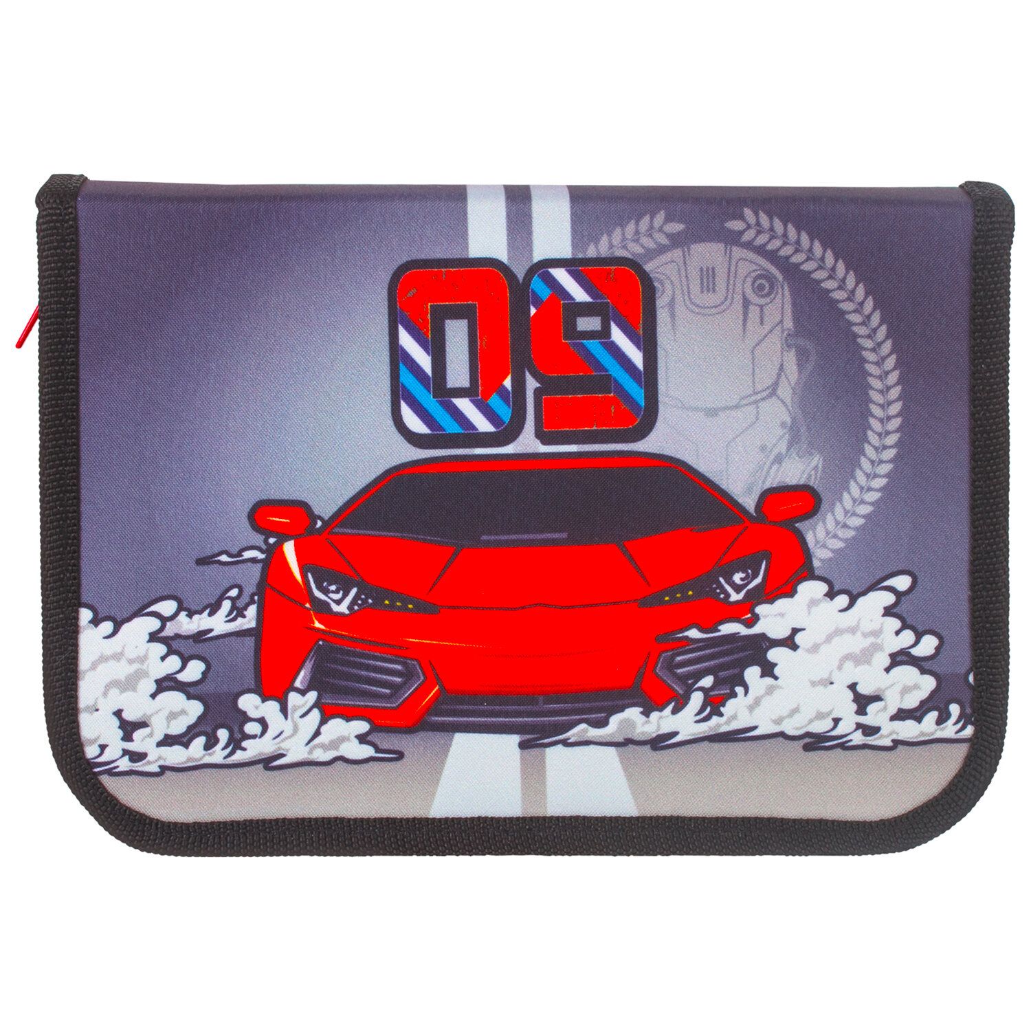 Пенал BRAUBERG, 1 отделение, 2 откидные планки, ткань, 20х14 см, "Streetracing", 229284