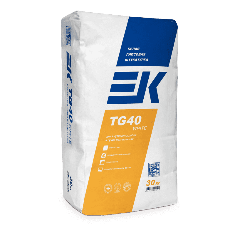 Штукатурка гипсовая ЕК TG40 WHITE (30кг)