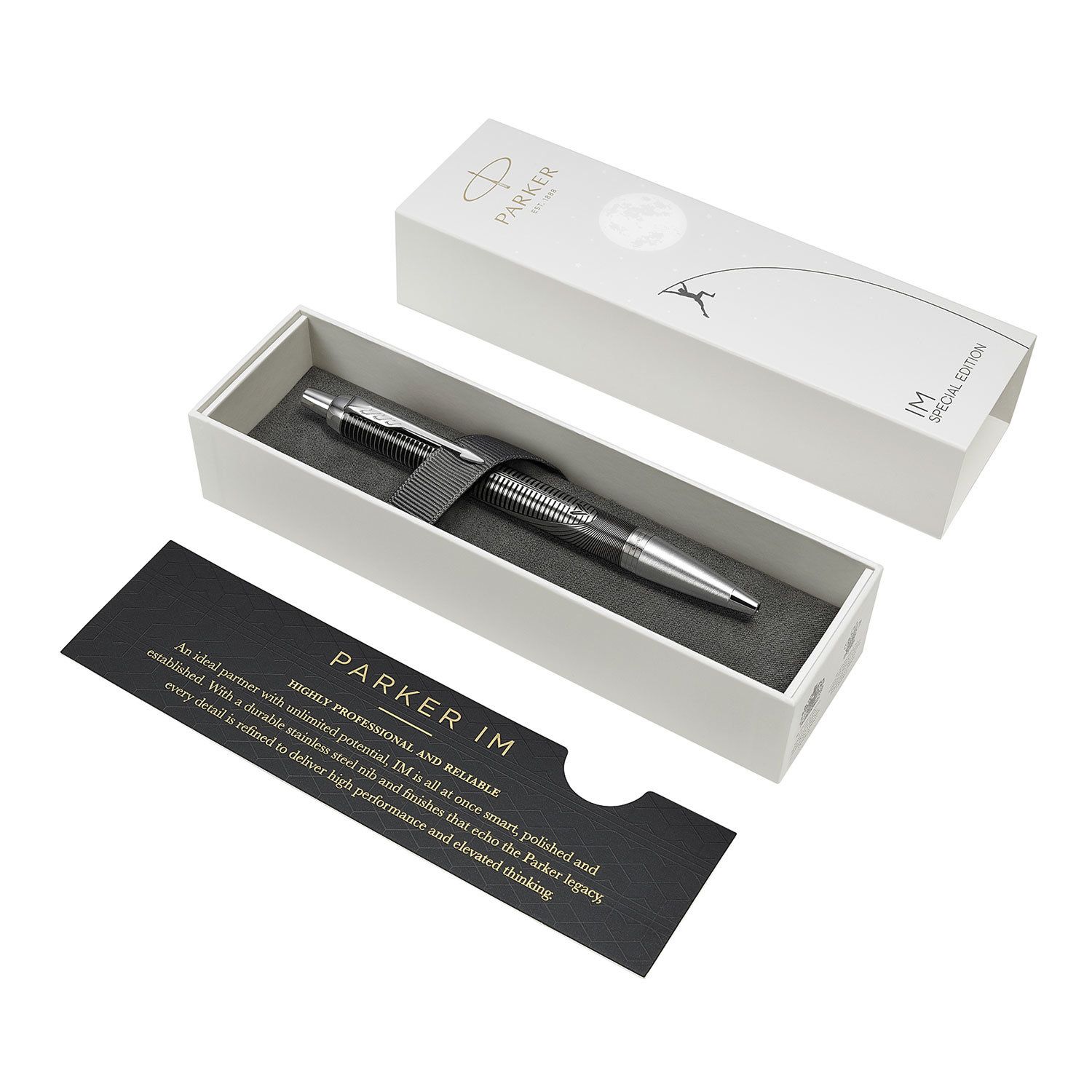 Ручка шариковая PARKER "IM Metallic Pursuit CT", корпус темно-серый, хромированные детали, синяя, 2074144
