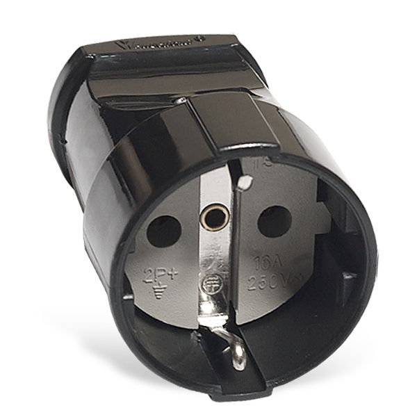Гнездо штепсельное UNIVersal с/з чёрн.16А 250В А1020