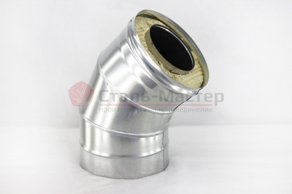 Колено-сэндвич  d-150/220/45гр  (Нерж/0,8мм/ст.430/Оцинк/0,5мм)
