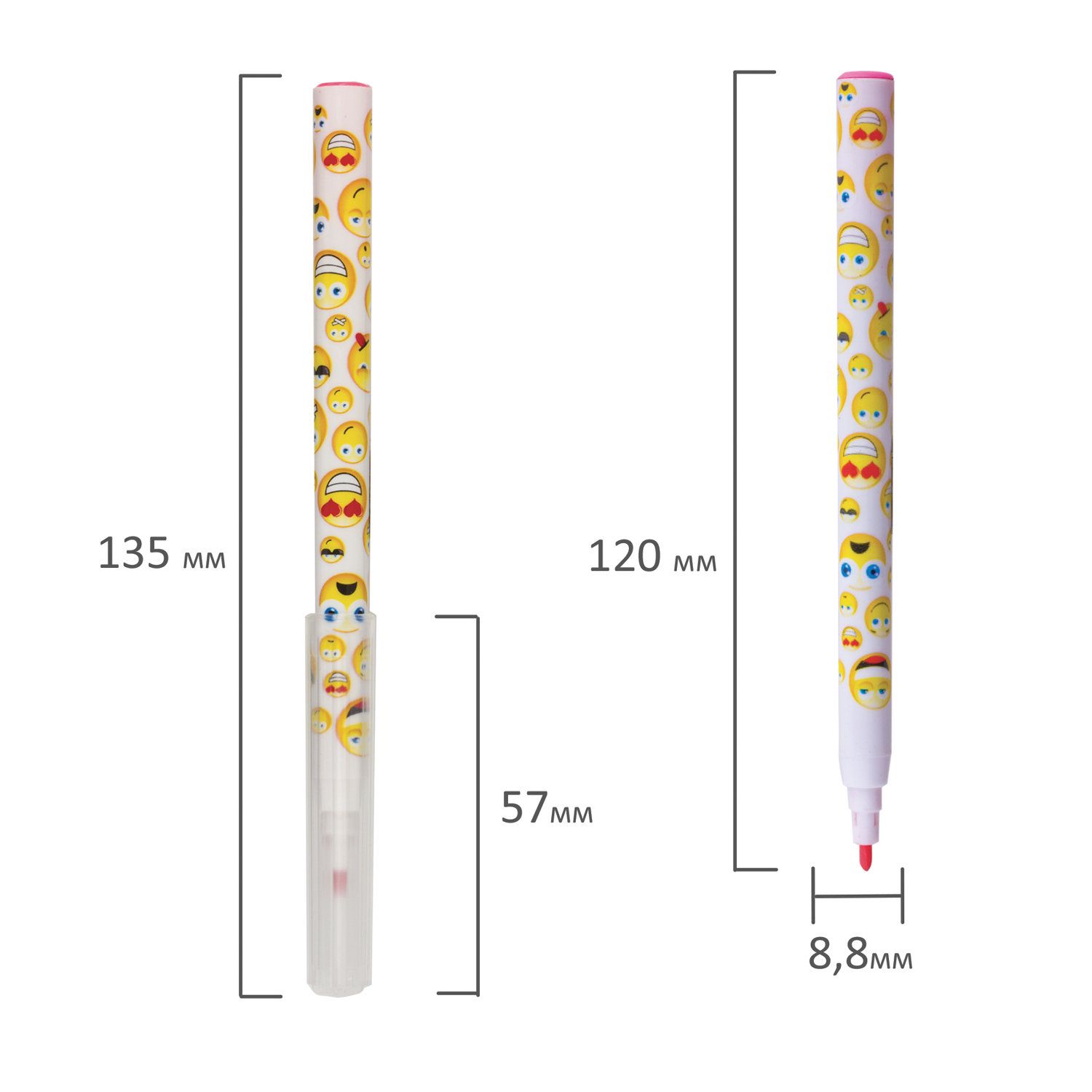 Фломастеры BRAUBERG "Смайлики", 6 цветов, вентилируемый колпачок, корпус с печатью, пластиковая упаковка, увеличенный срок службы, 150529