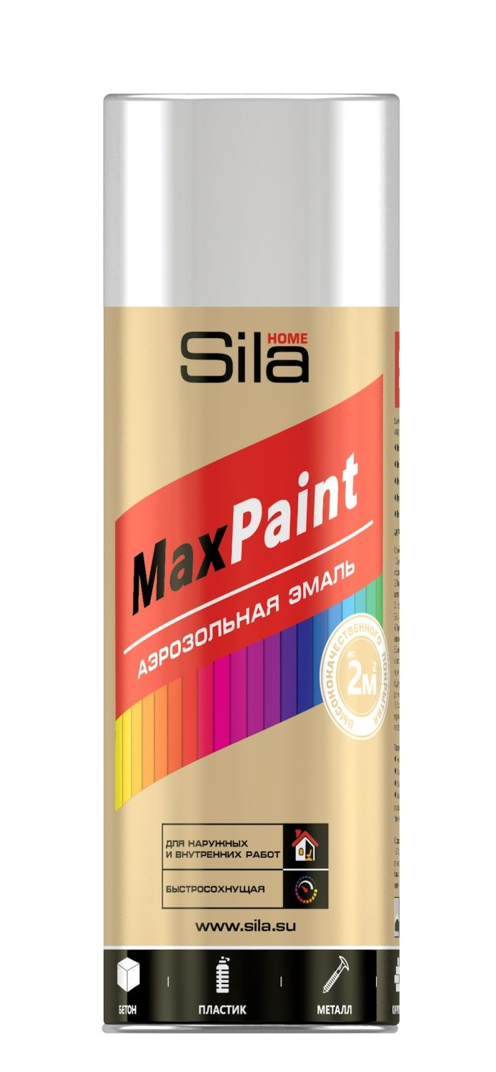 Краска аэрозольная Sila HOME Max Paint, белый глянцевый