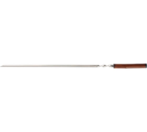 Шампур угловой, 600х12х1,5 мм, с цельной деревянной рукояткой, нерж. сталь, Palisad 69670