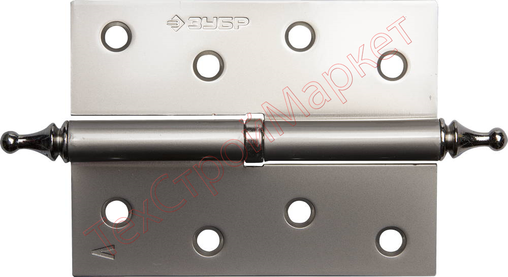 Петля дверная разъемная ЗУБР "ЭКСПЕРТ", 1 подшипник, цвет мат. никель (PN), левая, с крепежом, 100х75х2,5мм,2шт