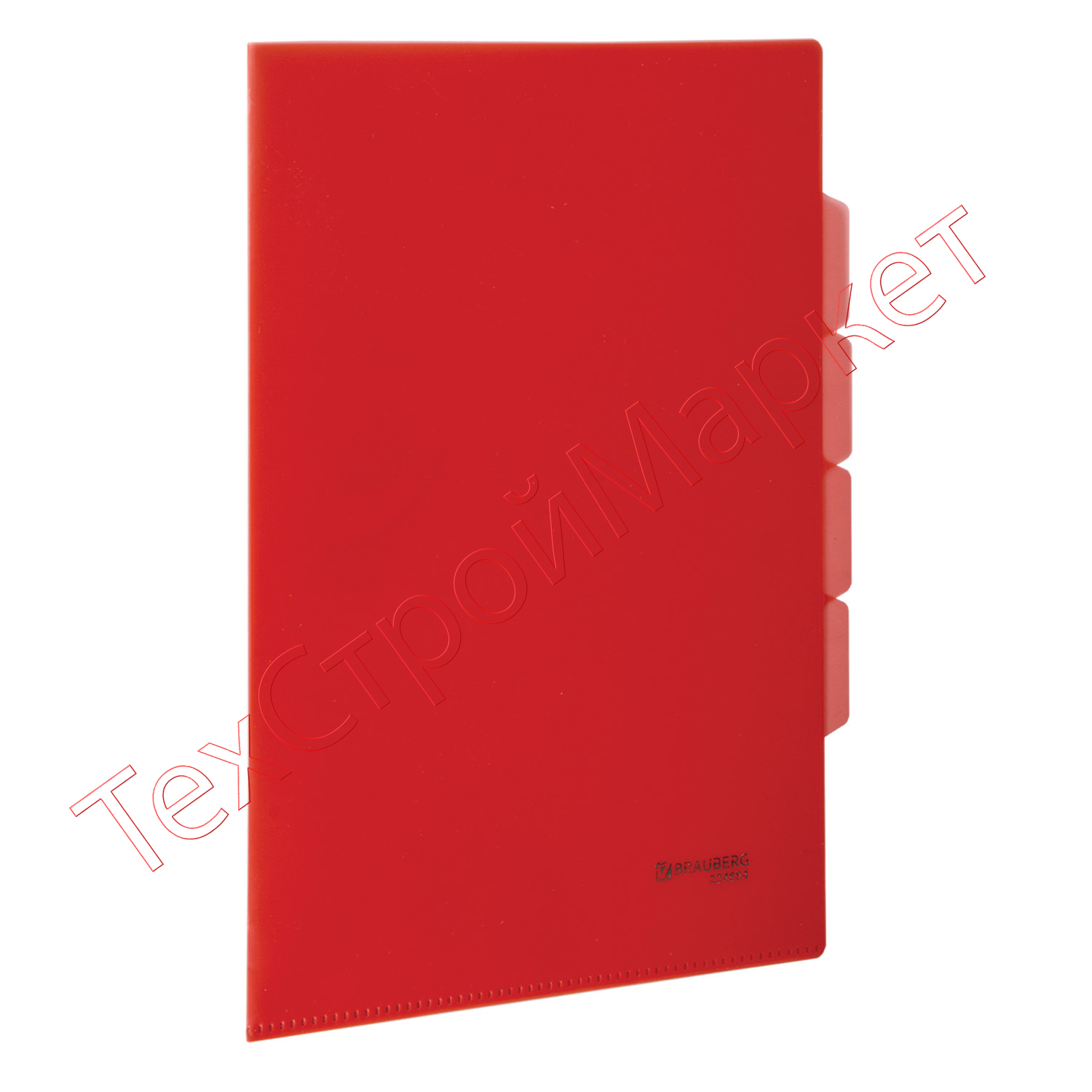 Папка-уголок с 3 отделениями, жесткая, BRAUBERG, красная, 0,15 мм, 224884