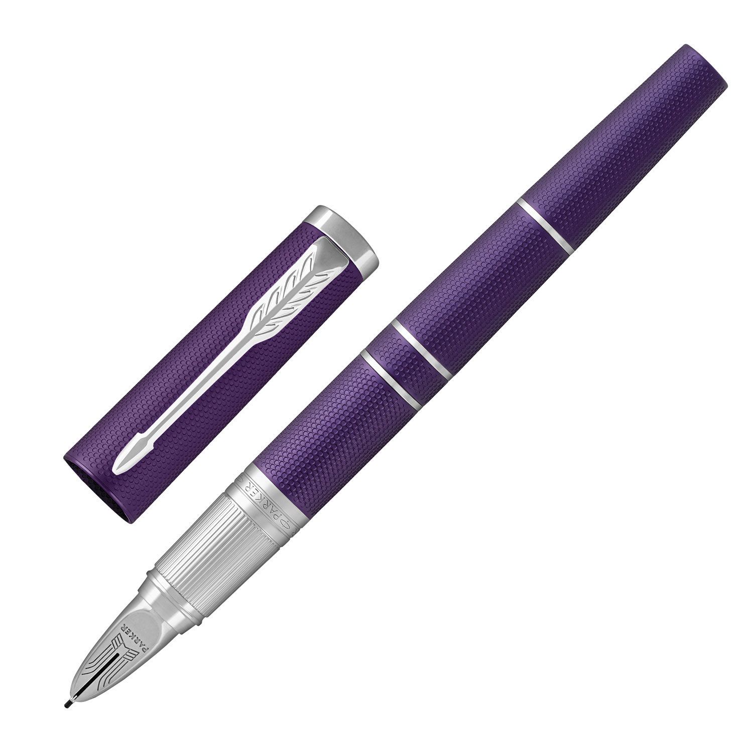 Ручка "Пятый пишущий узел" PARKER "Ingenuity Deluxe Blue Violet CT", корпус фиолетовый, хромированные детали, черная, 1931454
