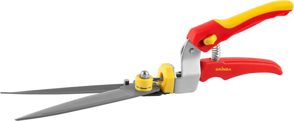 Ножницы для стрижки травы GRINDA,пластмассовые ручки, поворотный механизм 180 гр, 368мм
