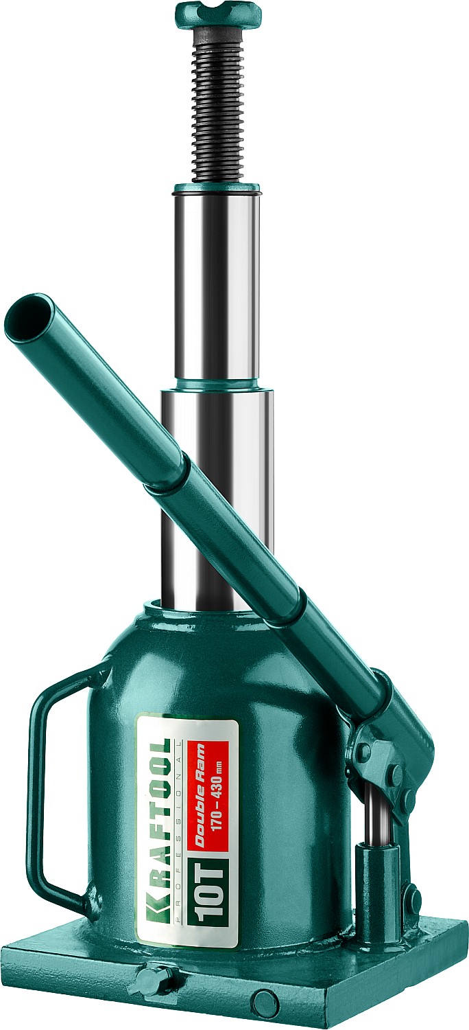 Домкрат гидравлический бутылочный "Double Ram", сварной, телескопический, 10т, 170-430мм, KRAFTOOL 