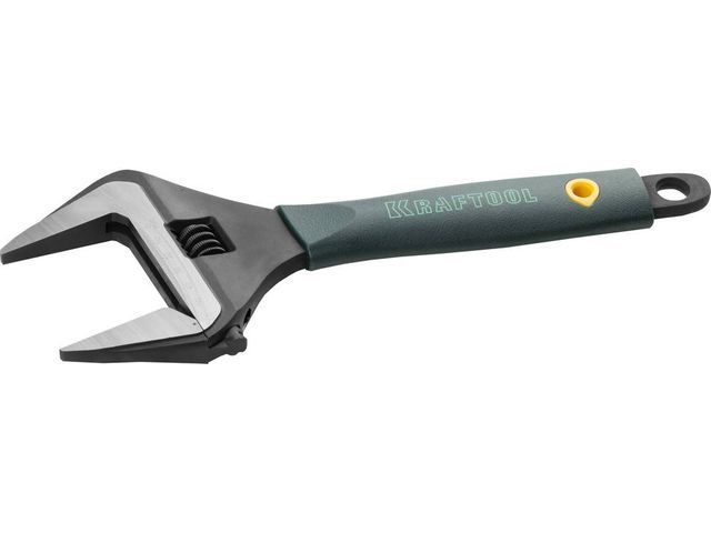 Ключ разводной,Cr-V,фосфатир,эргоном рукоятка из эластомера,увел зев,угол наклона губок 15г KRAFTOOL