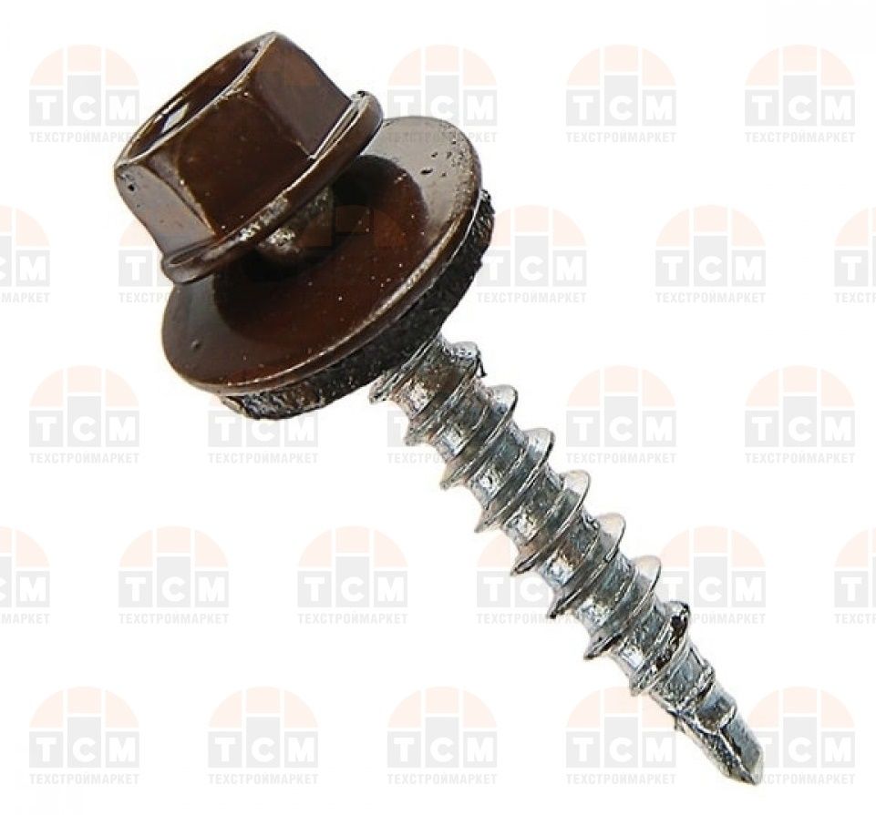 Саморез кровельный 4,8*29мм - коричневый (8017)  (Р)