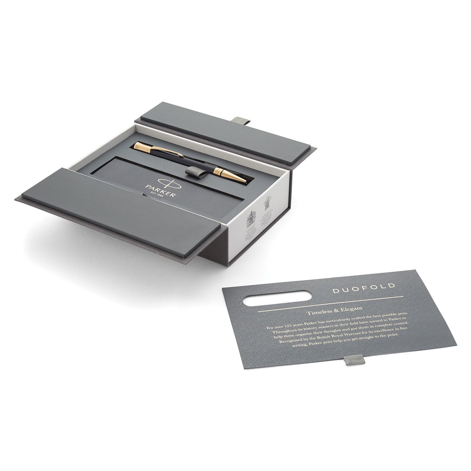 Ручка шариковая PARKER "Duofold Classic Black GT", корпус черный, позолоченные детали, черная, 1931386