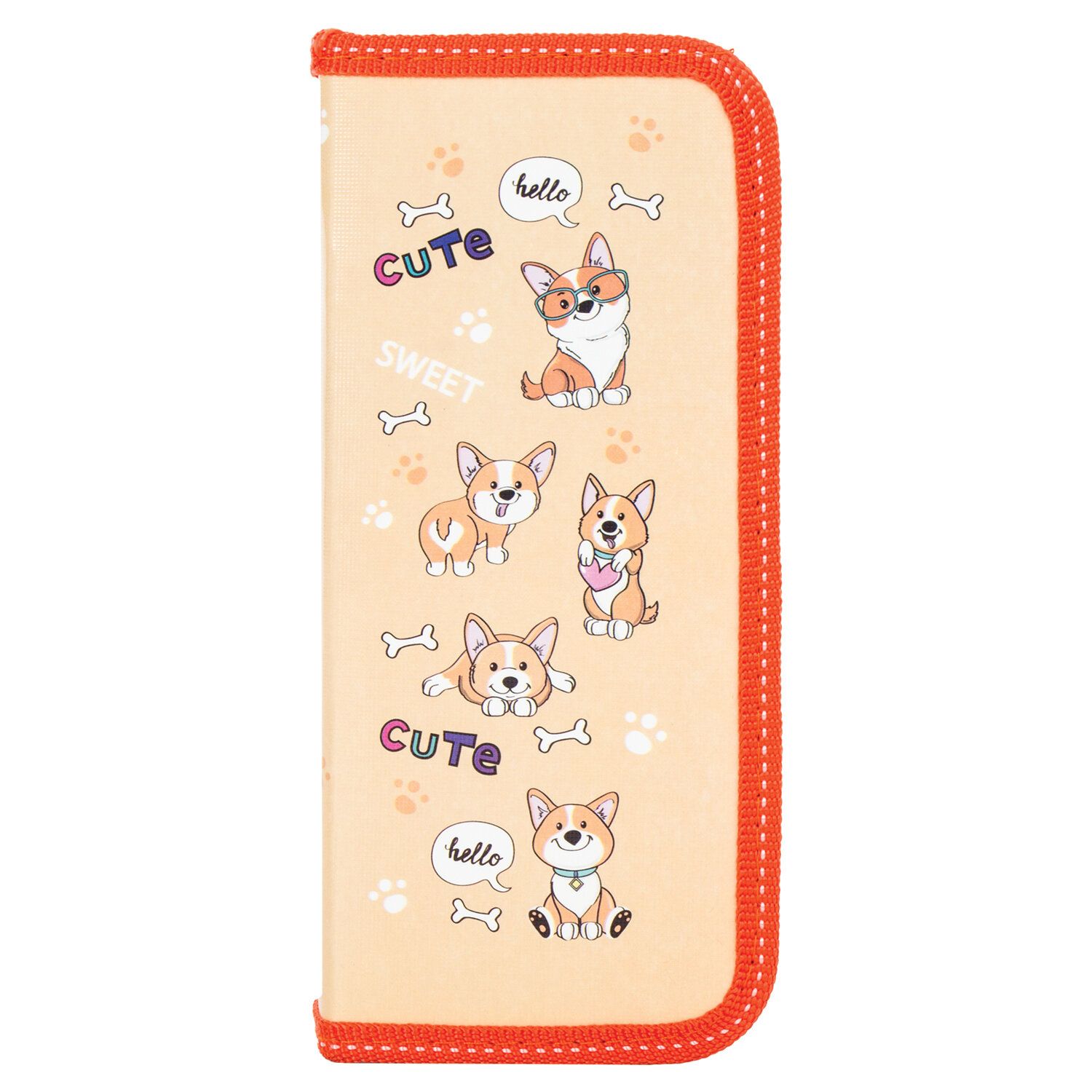 Пенал ПИФАГОР, 1 отделение, ламинированный картон, 19х9 см, "Corgi", 229198