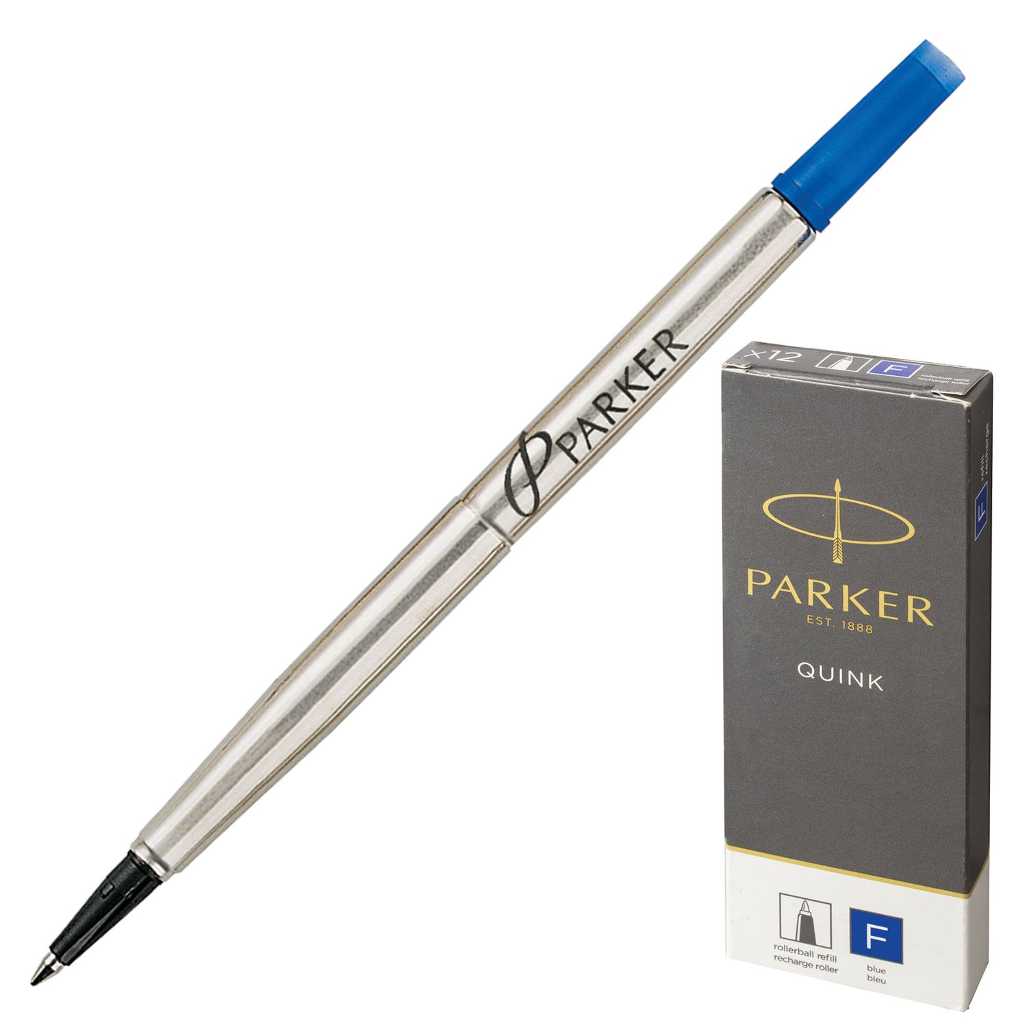 Стержень для ручки-роллера PARKER "Quink RB", металлический 116 мм, линия письма 0,5 мм, синий, 1950279
