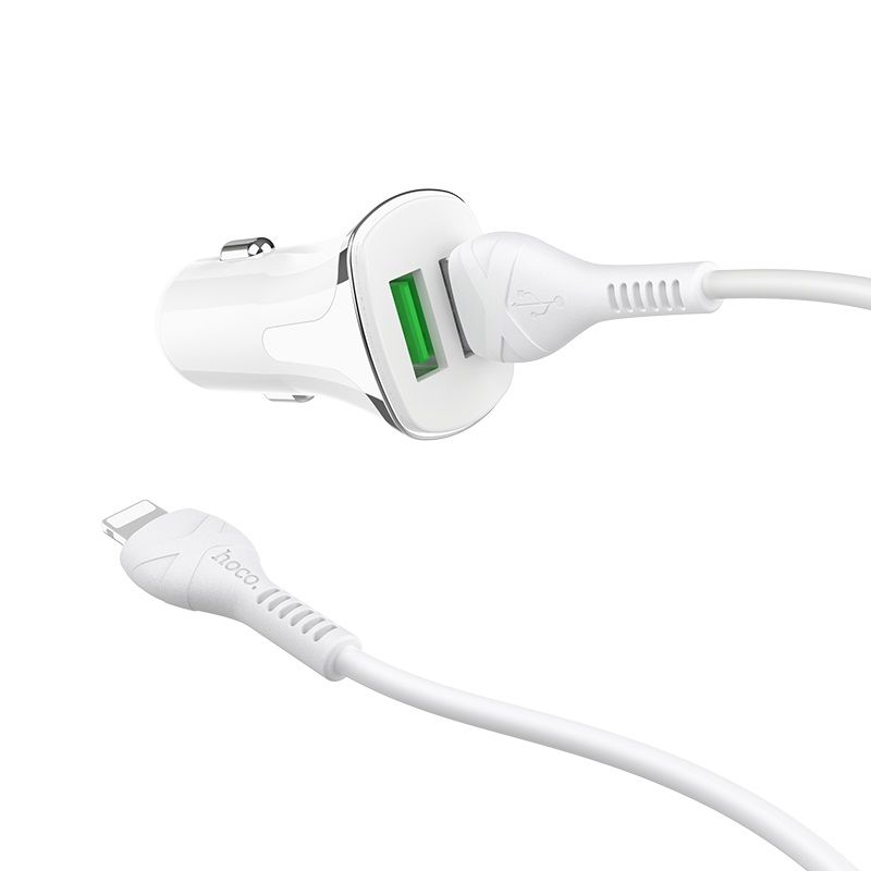 Автомобильное зарядное устройство HOCO Z31 2.4A 2USB + кабель microUSB White быстрая зарядка