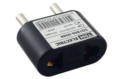 Переходник на тонкую вилку плоский TDM 10А 250В черный  