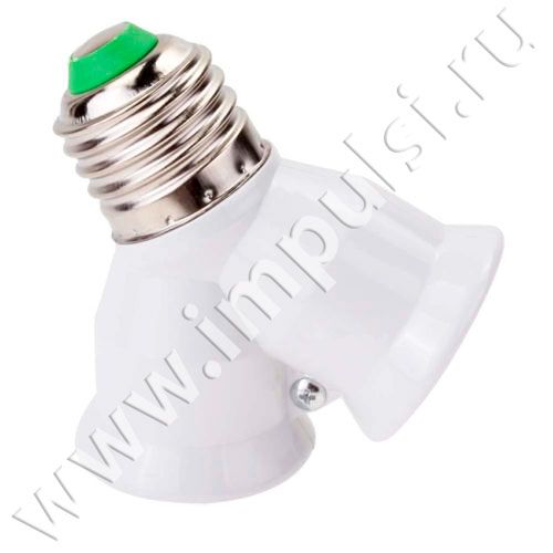 Патрон-переходник Ecola base с цоколя E27 на 2хE27 белый