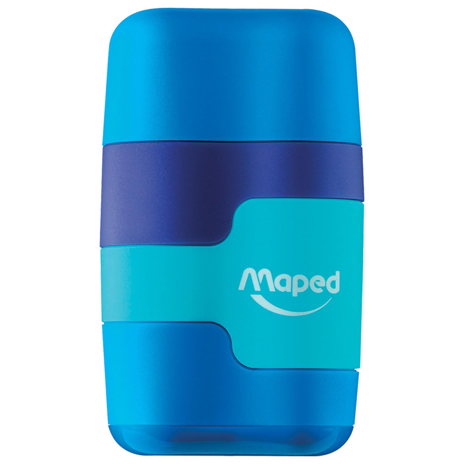 Точилка MAPED "Connect", 2 отверстия, с контейнером и стирательной резинкой, корпус soft-touch ассорти, 049221