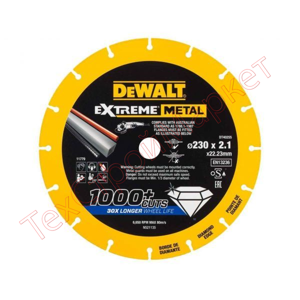 Алмазный диск отрезной по металлу 230x22.2 мм DEWALT DT40255