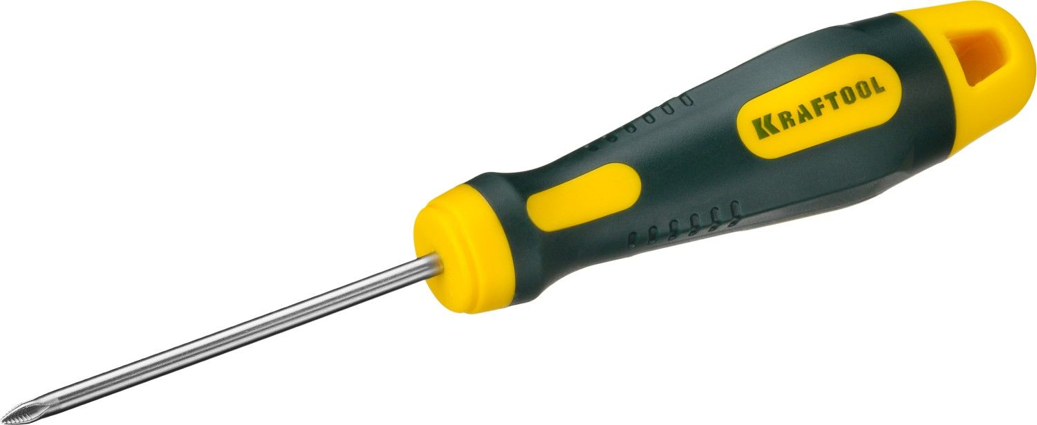 Отвертка KRAFTOOL, Cr-Mo-V сталь, двухкомпонентная противоскользящая рукоятка, PH, №0x60мм