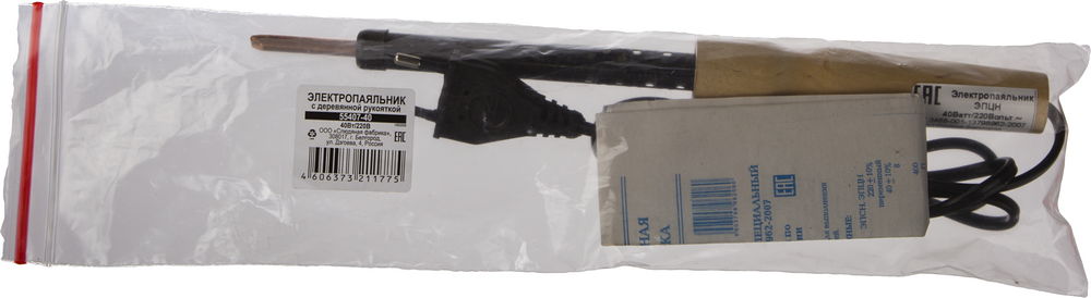 Электропаяльник с деревянной рукояткой, 40Вт